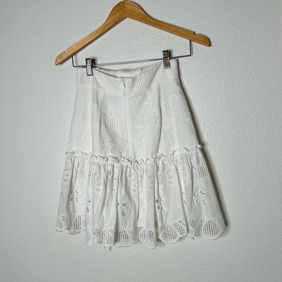Alexis Eyelet Embroidered Mini Skirt in White - Picture 3 of 5